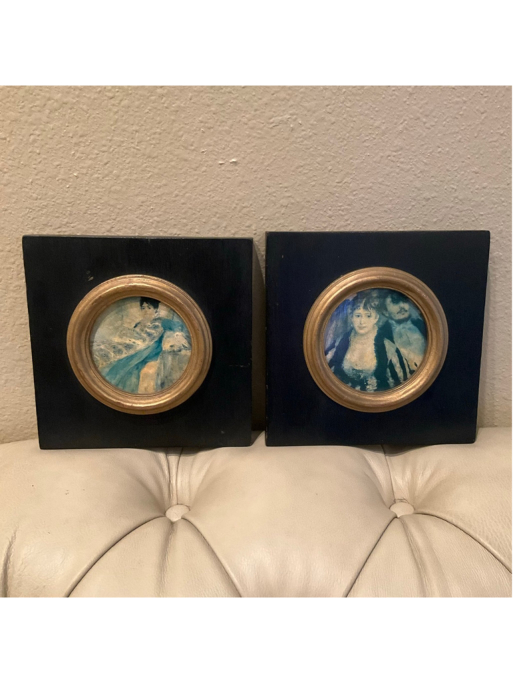 Vintage Renoir Miniature Art Print Set of 2 Framed Impressionist Wall Decor